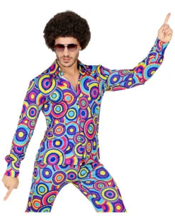 70ies Hemd Bubbles Blau -Halloween/Cosplay 70er jahre herrenhemd bubbles blau 70ies groovy shirt bubbles blue kostuemzubehoer 38513 03 3