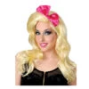 Popstar Perücke Mit Pinker Schleife 2 Popstar Perücke Mit Pinker Schleife -Halloween/Cosplay 80er popstar peruecke mit pinker schleife blonde langhaarperuecke 80s popstar wig 25922