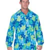 Hippie Herrenhemd Blau Plus Size -Halloween/Cosplay blaues hawaiihemd hippie hemd hippie maennerkostuem 8801078 01