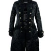 Schwarzer Brokat Piratenmantel Für Damen -Halloween/Cosplay damen piratenmantel brokat schwarz piratengewandung gothicjacke pirate coat female 31423 1