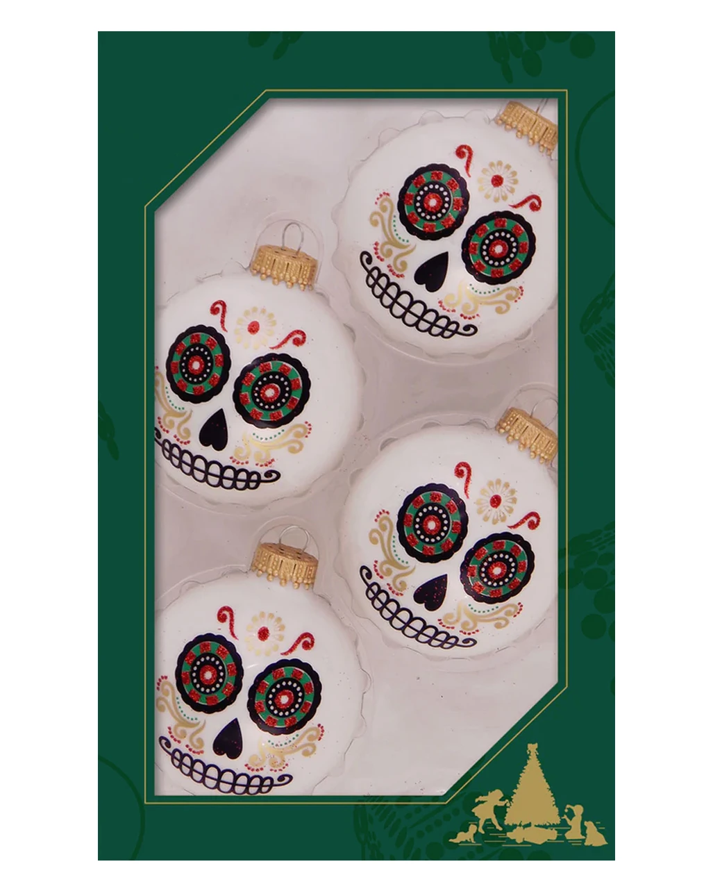 Sugar Skull Halloween Christbaumkugeln Ø6,5cm 4 Stück 3 Sugar Skull Halloween Christbaumkugeln Ø6,5cm 4 Stück