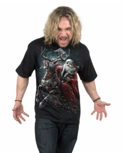 Schwarzes Sleigher T-Shirt 7 Schwarzes Sleigher T-Shirt -Halloween/Cosplay deadly night sleigher t shirt sleigher santa claus t shirt gothic t shirt crypt mas t shirt 54547 03