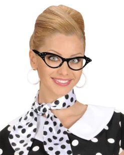 50s Rockabilly Brille Mit Strasssteinen -Halloween/Cosplay fuenfziger jahre cateye brille 50s brille rockabilly brille kostuembrille 29387 03