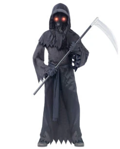 Schwarzes Phantom Kinderkostüm Mit Leuchtaugen