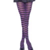 Schwarz-lila Gestreifte Strumpfhose -Halloween/Cosplay gestreifte strumpfhose schwarz lila halloween struempfe faschings kostuemzubehoer 36182