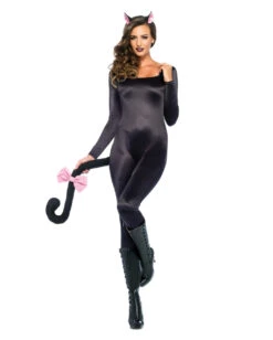 Schwarz Glänzender Catsuit -Halloween/Cosplay glaenzender catsuit schwarz catwoman kostuem halloween schwarzer kostuemanzug 36197 3