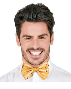 Pailletten-Fliege Gold -Halloween/Cosplay goldene fliege aus pailletten goldene pailletten fliege golden tie bow 29360 02