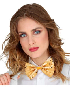 Pailletten-Fliege Gold -Halloween/Cosplay goldene fliege aus pailletten goldene pailletten fliege golden tie bow 29360 03