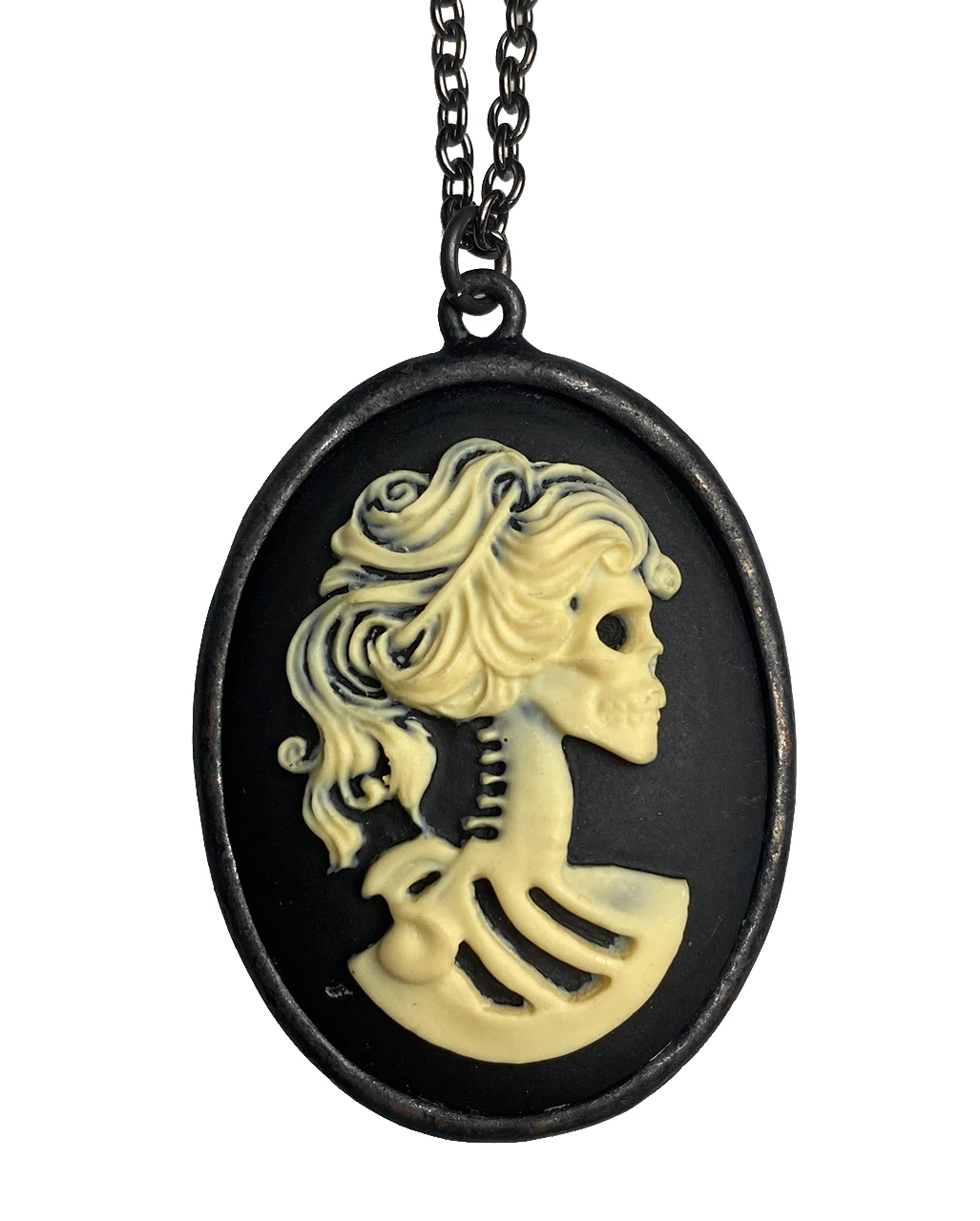 Schwarze Totenkopf Cameo Gothic Kette 4 Schwarze Totenkopf Cameo Gothic Kette – Bild 2