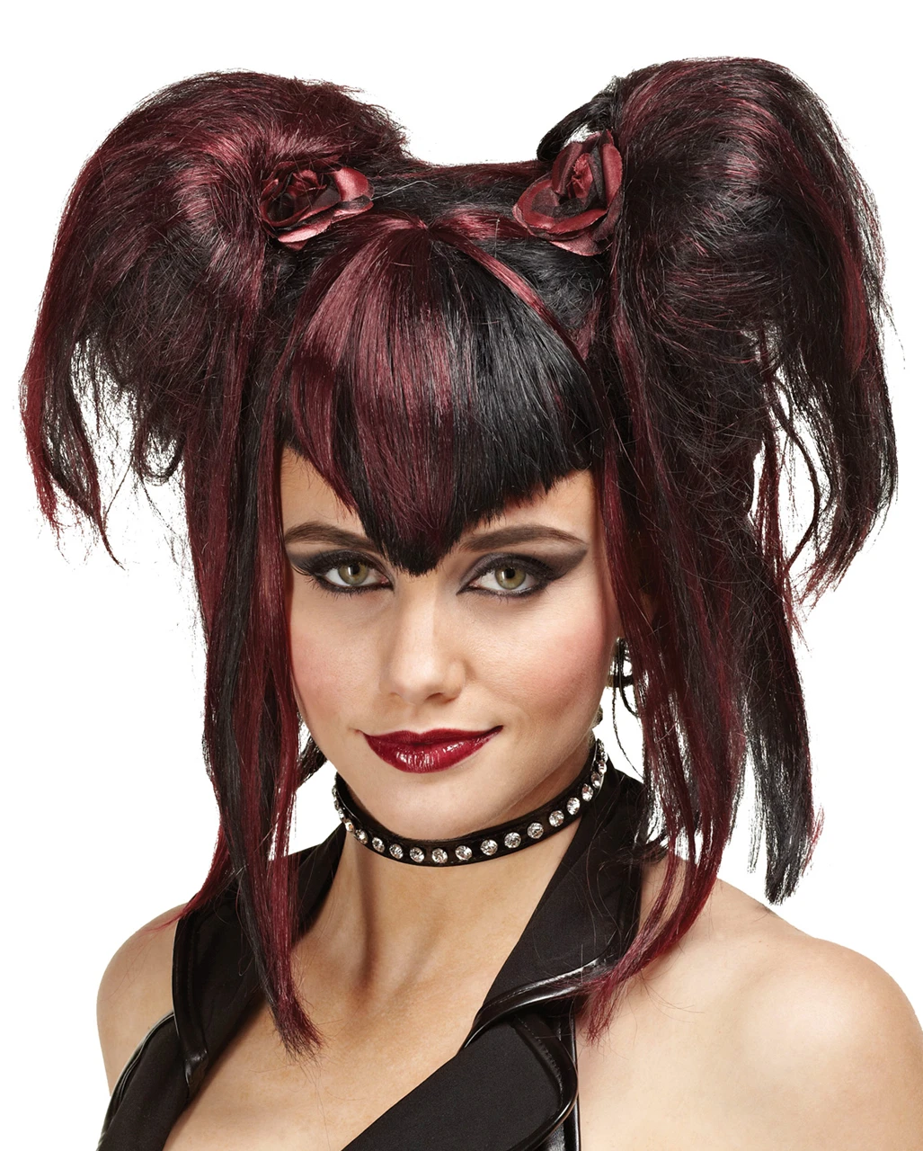 Gothic Fee Perücke Schwarz Rot 3 Gothic Fee Perücke Schwarz Rot