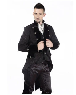 Brokat Herren Gehrock Schwarz -Halloween/Cosplay gothic herren gehrock schwarz gothic brokat mantel gothic fashion 660703 02