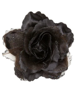Schwarze Glitzer-Rose Haarspange