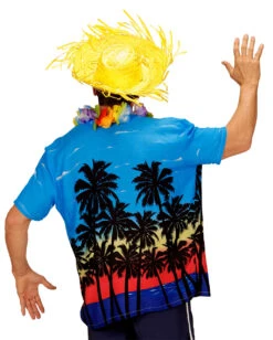Blaues Hawaii Hemd Mit Palmen -Halloween/Cosplay hawaiihemd mit palmen surfer boy kostuem 80er jahre hawaii hemd hawaii shirt with palms 36544 03 1