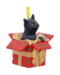 Katze In Geschenk Weihnachtskugel 9cm -Halloween/Cosplay katzen geschenk weihnachtskugel gothic weihnachtsdeko und wohnaccessoires gothic cat ornament 52306 4