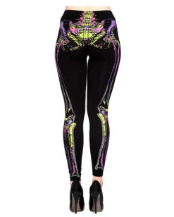 Leggings Mit Skelett Print -Halloween/Cosplay neon skelett leggings punk leggings mit skelett aufdruck gothic fashion 660576 3