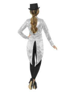 Silberne Frauen Pailletten-Jacke -Halloween/Cosplay pailetten frack fuer damen silber zirkus direktorin jacke pailletten jacket fuer fasching 28478 3