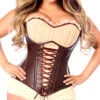Vollbrust Korsett Kunstleder Braun-Beige -Halloween/Cosplay piraten vollbrust korsett braun beige schnuerr korset piraten outfit priates fullbust corset faux leather corset 38488
