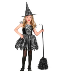 Glänzendes Spinnenhexe Kinderkostüm