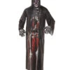 Sensenmann Robe Mit Fotodruck -Halloween/Cosplay schwarze grim reaper robe mit fotodruck sensenmann verkleidung fuer halloween skelett kutte 25544