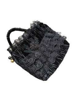 Samtbeutel Mit Spitze Schwarz -Halloween/Cosplay schwarze samttasche mit spitze gothic handtasche gothic accessoire 660159 03