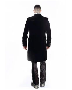 Schwarzer Samt Gothic Herren Mantel Aristokrat -Halloween/Cosplay schwarzer gothic aristokrat samt mantel gothic mantel black velvet mens coat gothic mode 54366 05