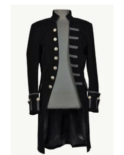 Schwarzer Samt Gothic Herren Mantel Aristokrat -Halloween/Cosplay schwarzer gothic aristokrat samt mantel gothic mantel black velvet mens coat gothic mode 54366 06