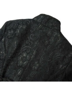 Schwarzer Langer Gothic Damenmantel Mit Spitze -Halloween/Cosplay schwarzer gothic damen langmantel black gothic long coat for woman gothic kleidung 54558 06