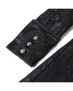 Schwarzer Langer Gothic Damenmantel Mit Spitze -Halloween/Cosplay schwarzer gothic damen langmantel black gothic long coat for woman gothic kleidung 54558 07