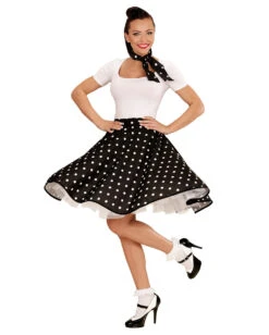 50ies Rock & Halstuch Schwarz -Halloween/Cosplay schwarzer polkarock mit halstuch polkadot rockn roll rock fuenfziger jahre kostuem 29364 3