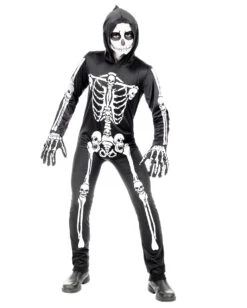 Skelett Overall Kinderkostüm -Halloween/Cosplay skelett kinderkostuem mit kapuze skeleton costume with hood for kids halloween kkinderkostuem 51023 03