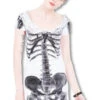 Skelett Shirtkleid Weiß -Halloween/Cosplay skelett shirtkleid kleid mit skelett aufdruck kreepsville kleid gothic fashion 660354