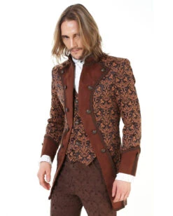 Steampunk Aristokrat Herren Mantel Braun -Halloween/Cosplay steampunk aristokrat herren mantel braun steampunk aristocrat mens coat brown steampunk mantel 39105 2