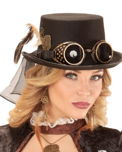 Steampunk Zylinder Mit Fliegerbrille Als Zubehör 5 Steampunk Zylinder Mit Fliegerbrille Als Zubehör -Halloween/Cosplay steampunk kostuem zylinder mit fliegerbrille 381091
