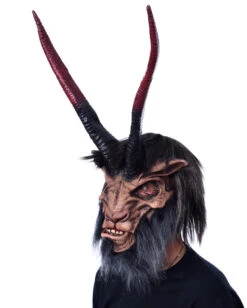 Krampus Maske Mit Hörnern & Kunstfell -Halloween/Cosplay underworld overlord maske biest mit riesen hoernern latexmaske fuer halloween und fasching zagone overlord mask 28300 3